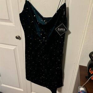 ZAFUL Forest green celestial mini dress NWT